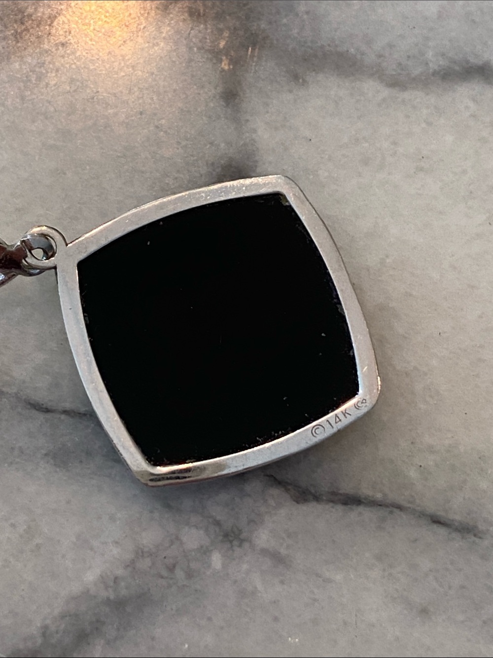 Vintage 14Kt. White Gold and Black Enamel Filigree Drop Earrings. - Picture 5 of 9